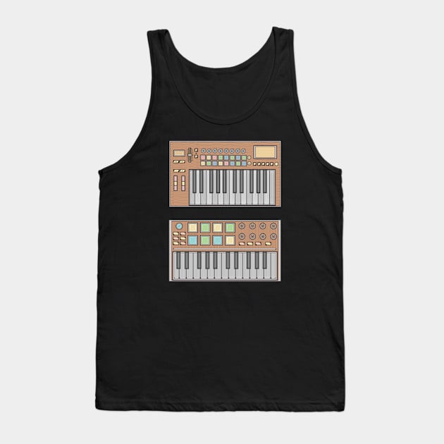 Brown Mini Synthesizer Tank Top by milhad